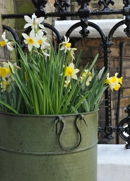 Verdigris Tall Metal Planter 5 Verdigris Tall Metal Planter - Image 3