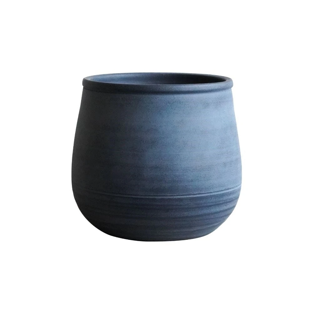 Handthrown Terracotta Plant Pot - Blue 4 Handthrown Terracotta Plant Pot - Blue - Image 2