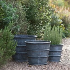 Greystoke Ribbed Planter - Aged Zinc 13 Greystoke Ribbed Planter - Aged Zinc -Herbalife Shop pr2000046295 card2 lg